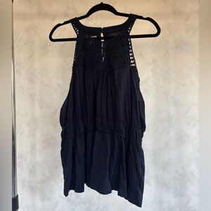 Maurices Deep Blue Crochet Detail Top